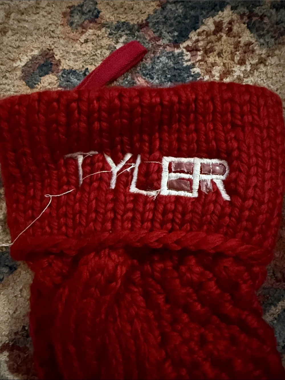Pottery Barn Red Cable Knit Tyler Stocking
